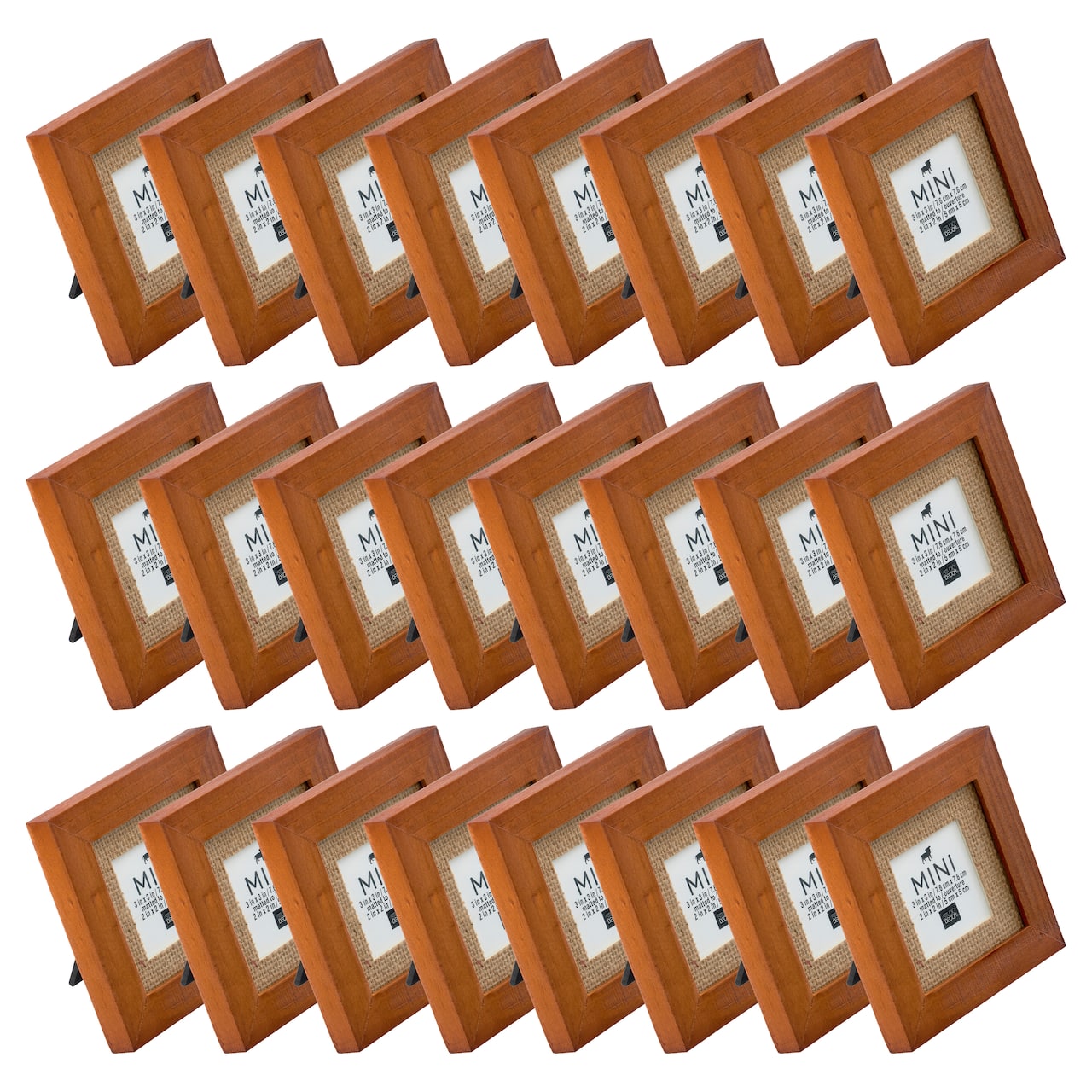 24 Pack: Mini Walnut Frame with Burlap Mat by Studio Décor®